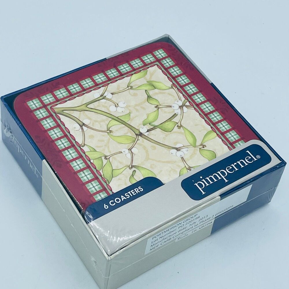 Brand NEW Sealed Pimpernel Coaster Set Christmas Sentiments Portmeirion Group